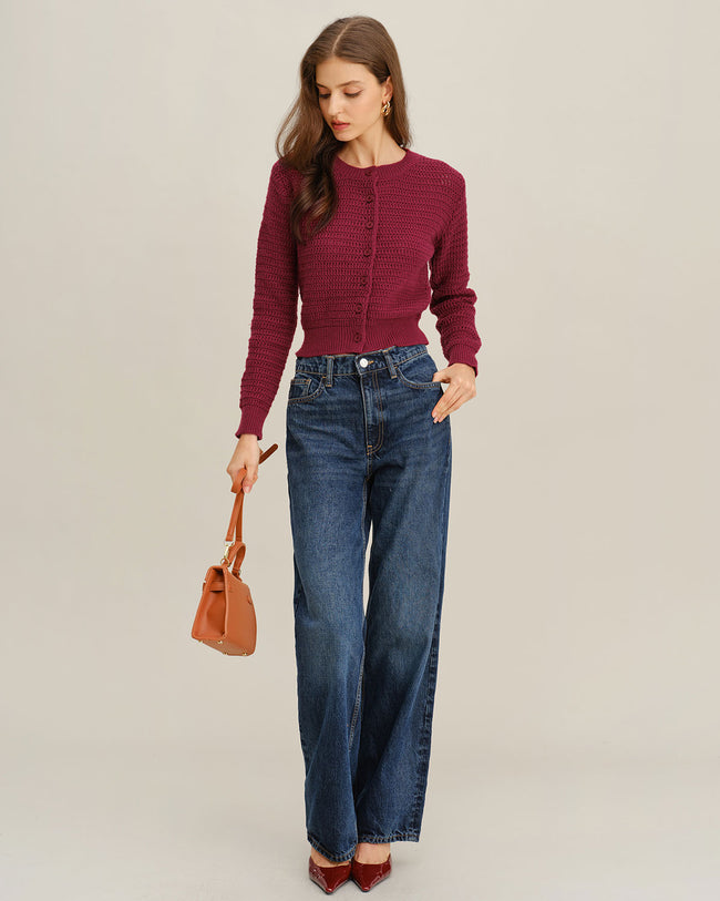 Women's Knitted Polyester Cardigan Tops - RIHOAS