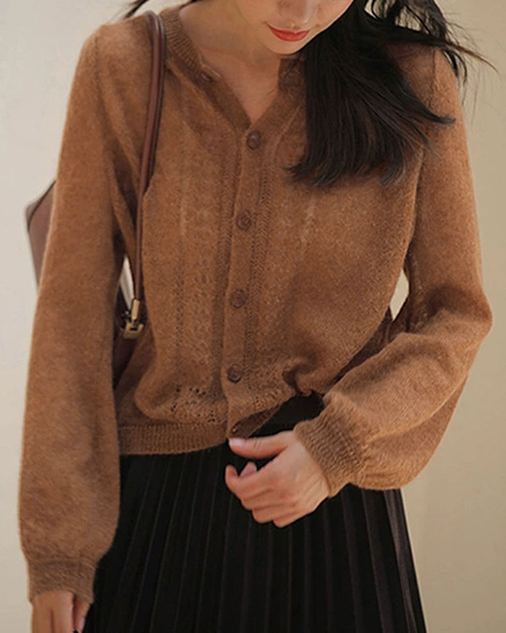 Women's Knitted Polyester Cardigan Tops - RIHOAS