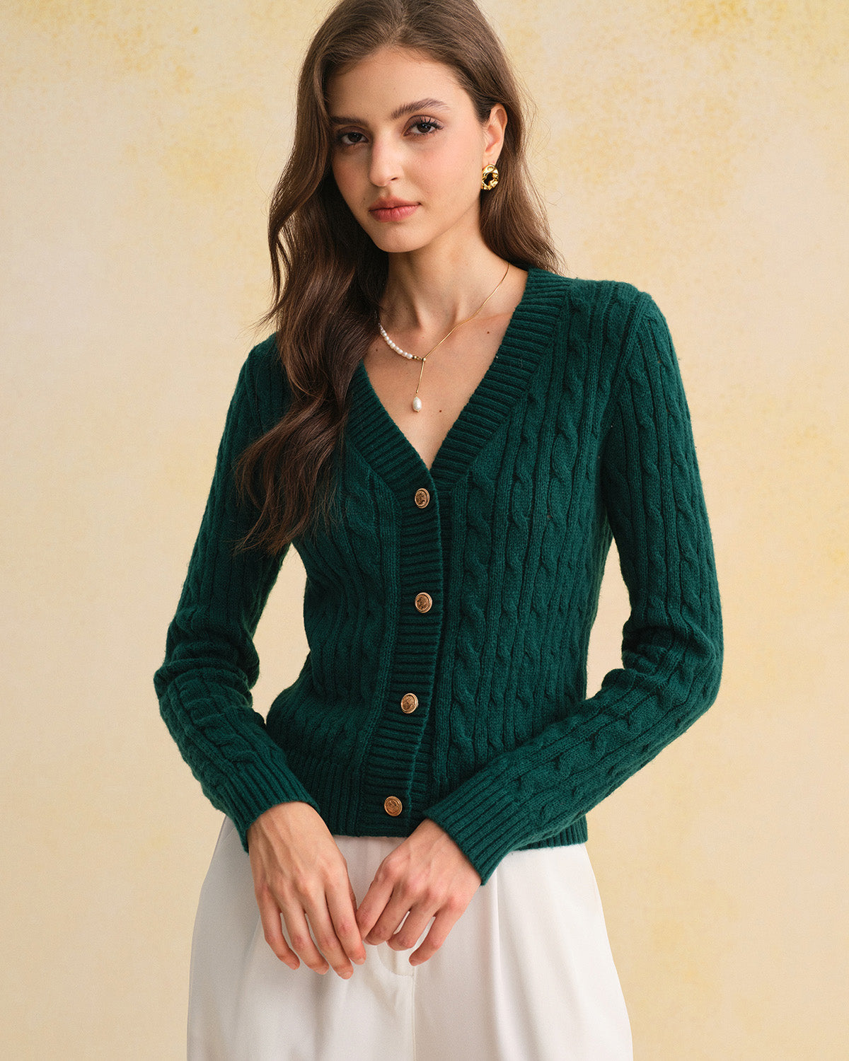 Women's Knitted Polyester Cardigan Tops - RIHOAS