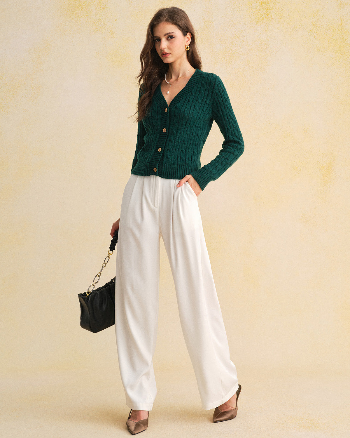 Women's Knitted Polyester Cardigan Tops - RIHOAS