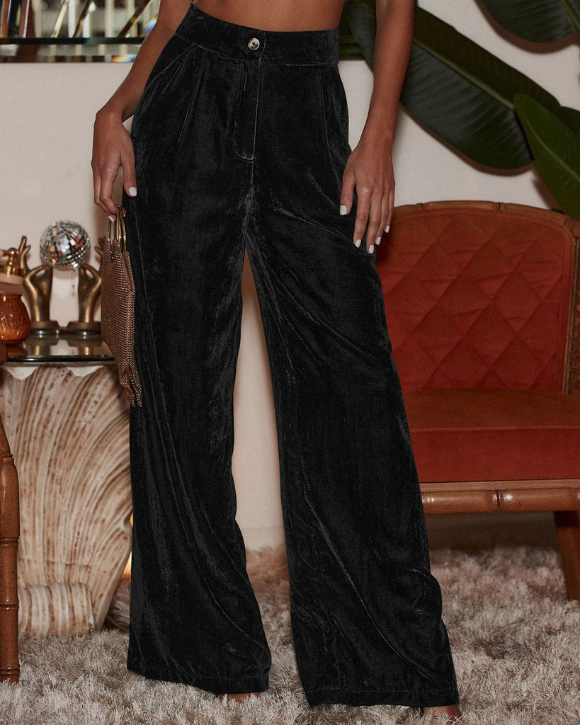 Women's Knitted Polyester Casual Pants Black Bottoms - RIHOAS