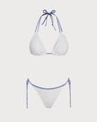 Women's Knitted Polyester Color Block Bikini Set White Bikinis - RIHOAS