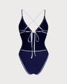 Women's Knitted Polyester Color Block One-Piece Swimsuit One-Pieces - RIHOAS