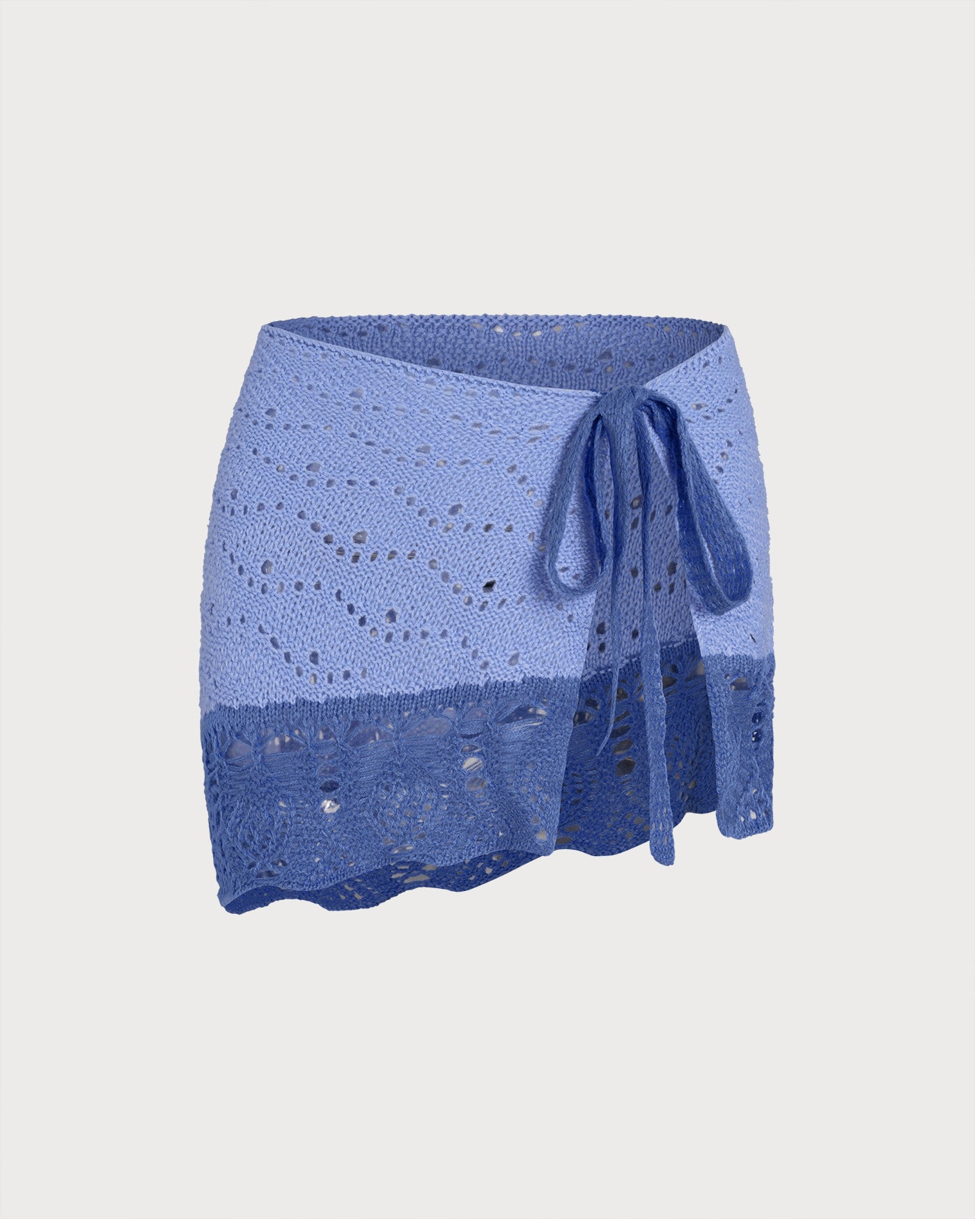 Women's knitted polyester crochet color-blocked cover-up Blue Cover-ups - RIHOAS
