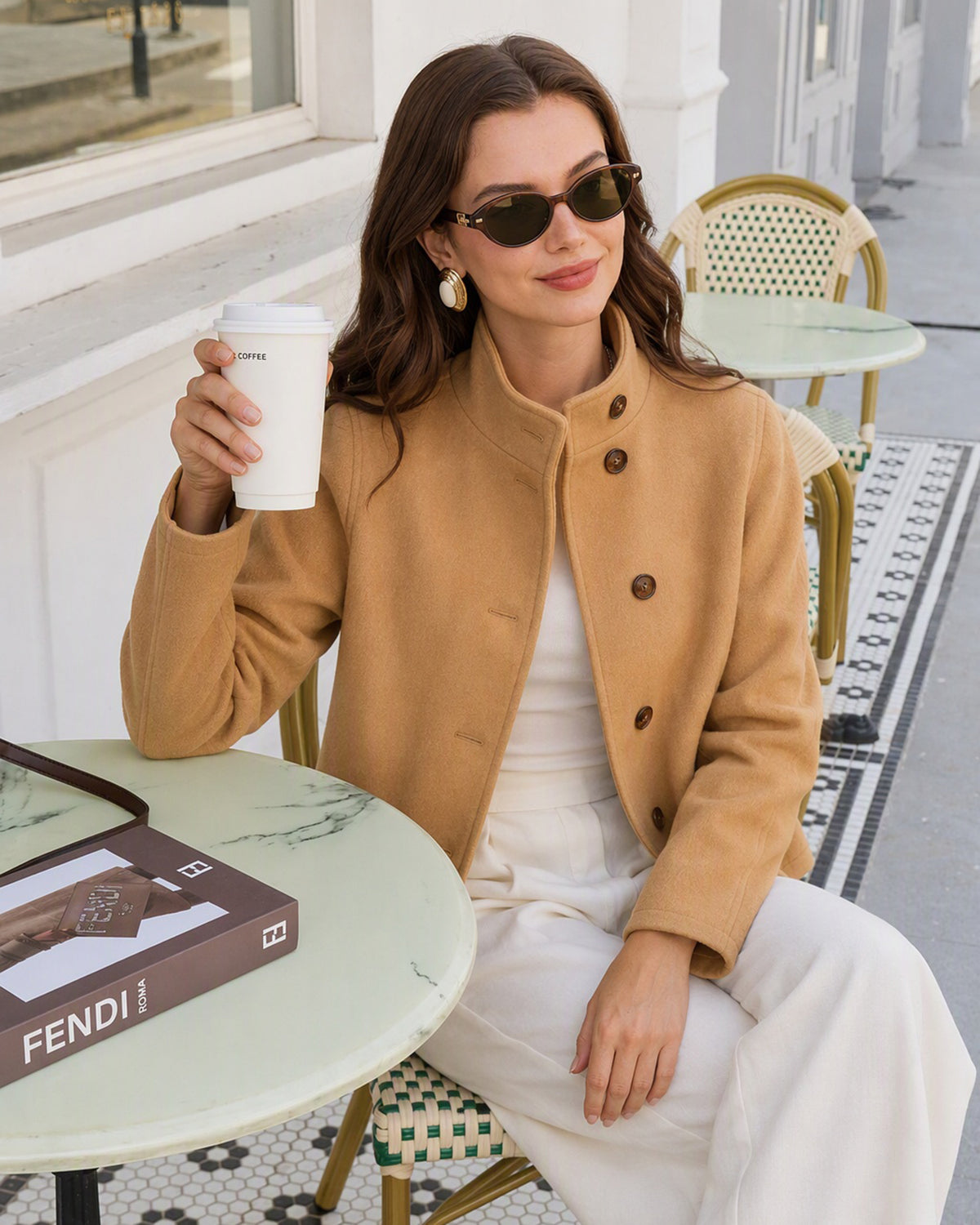 Women's Knitted Polyester Jacket Khaki - RIHOAS