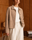 Women's Knitted Polyester Jacket Khaki - RIHOAS