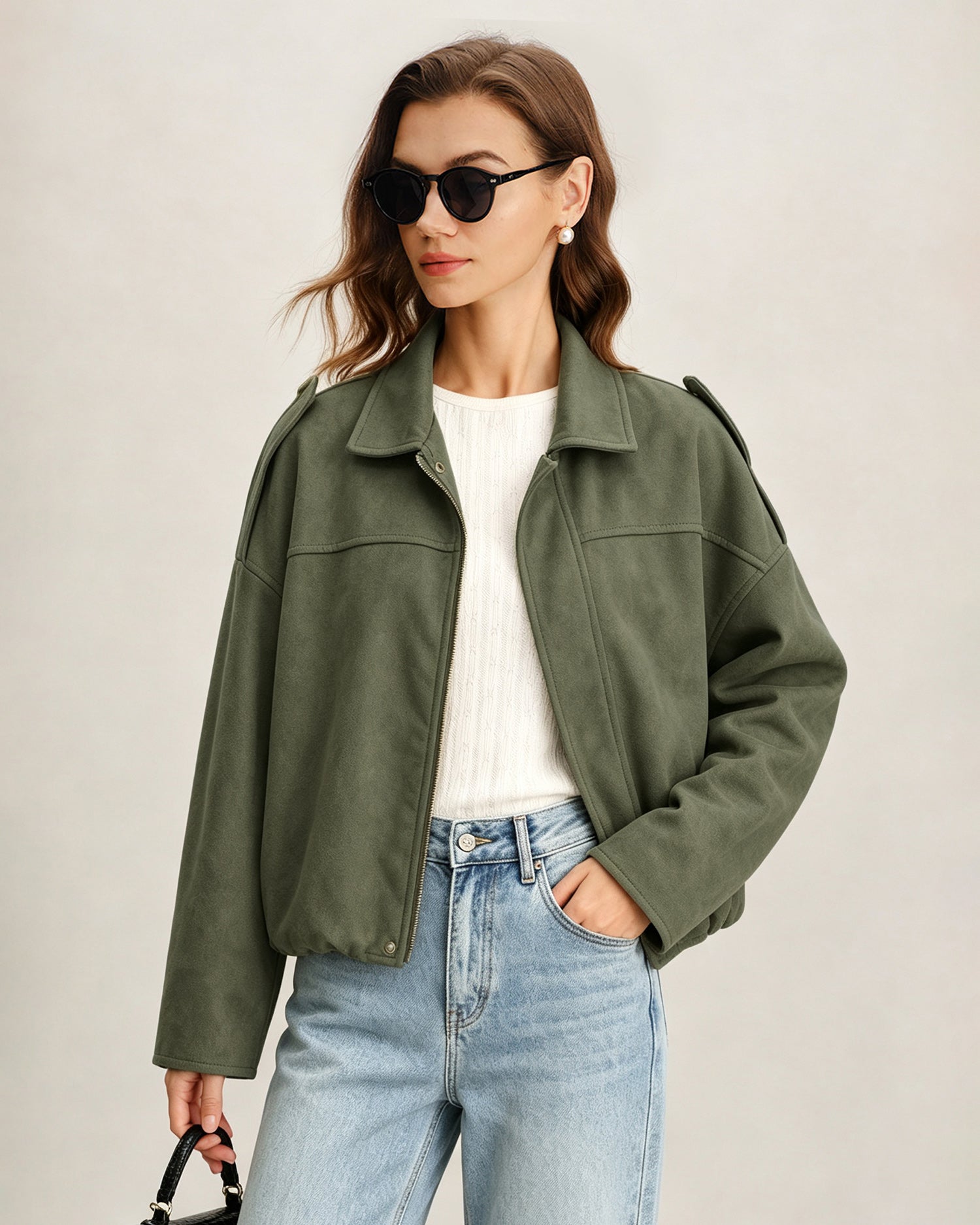 Women's Knitted Polyester Jacket - RIHOAS - 01