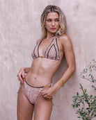 Women's Knitted Polyester Leopard Print Bikini Set Bikinis - RIHOAS
