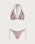 Women's Knitted Polyester Leopard Print Bikini Set Coffee Bikinis - RIHOAS