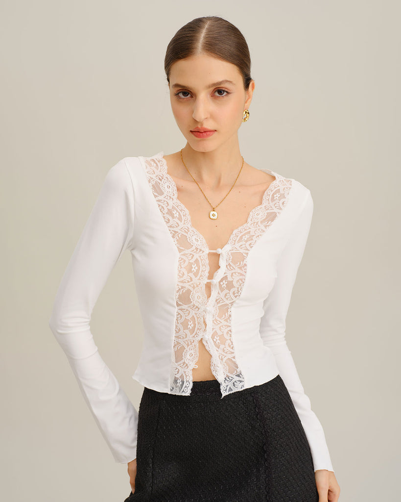 Women's Knitted Polyester Long-Sleeved Top Tops - RIHOAS