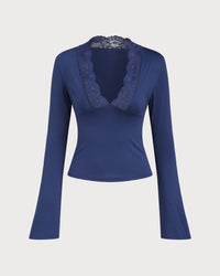 Women's Knitted Polyester Long-Sleeved Top Tops - RIHOAS