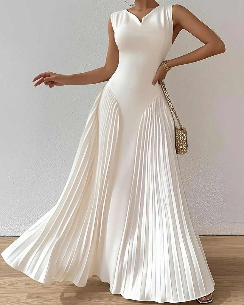 Women's Knitted Polyester Long Dresses White Dresses - RIHOAS