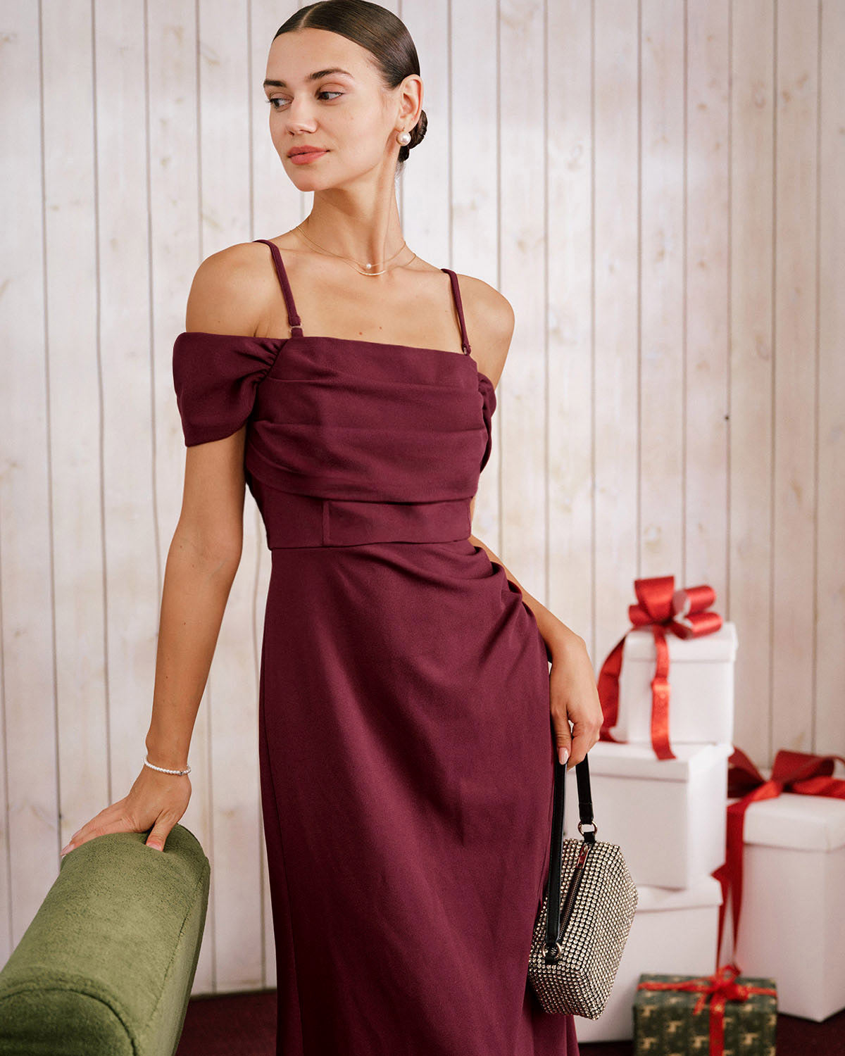 Wine Red Off The Shoulder Maxi Dress & Reviews - Wine Red - Dresses