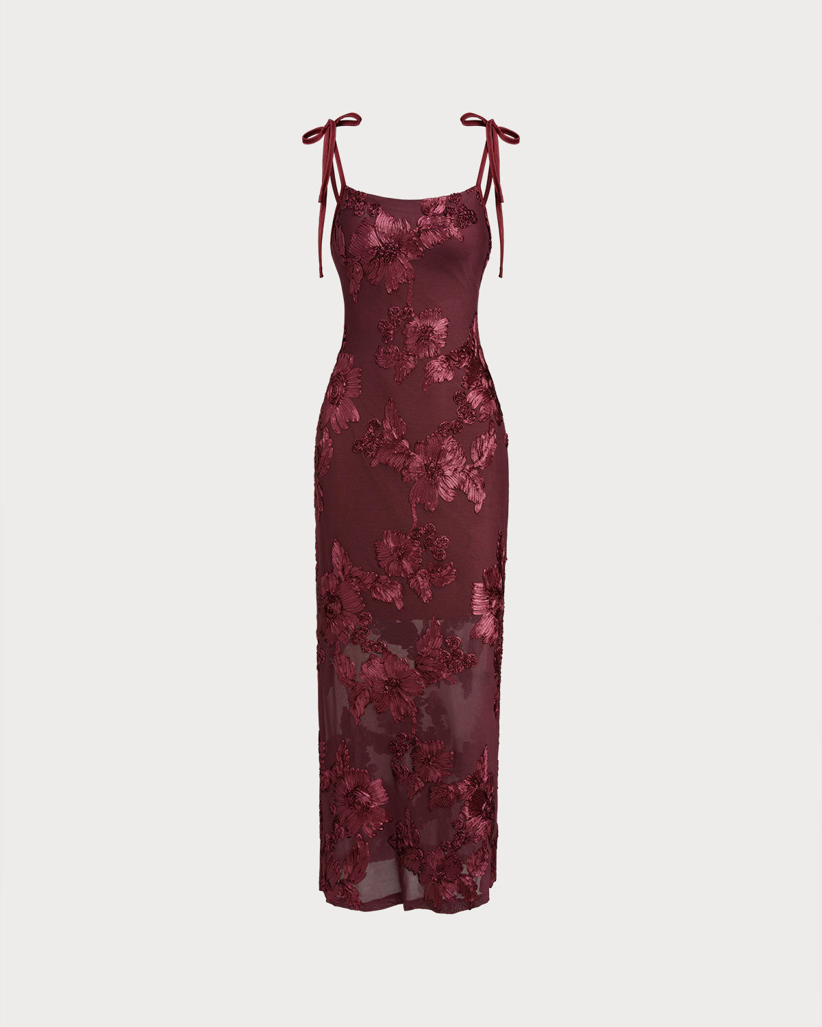 Women's Knitted Polyester Maxi Dress Wine Red Dresses - RIHOAS