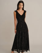 Women's Knitted Polyester Maxi Dresses Black - RIHOAS