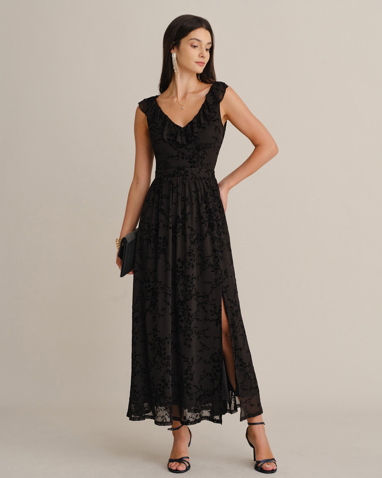 Women's Knitted Polyester Maxi Dresses - RIHOAS - 01