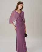 Women's Knitted Polyester Maxi Dresses Purple Dresses - RIHOAS