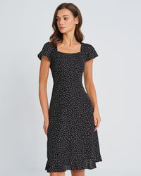 Women's Knitted Polyester Midi Dress Black Dresses - RIHOAS