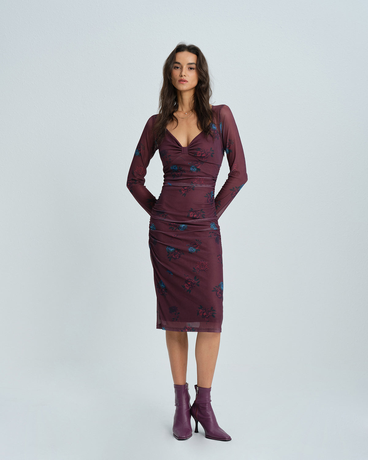 Women's Knitted Polyester Midi Dress Dresses - RIHOAS