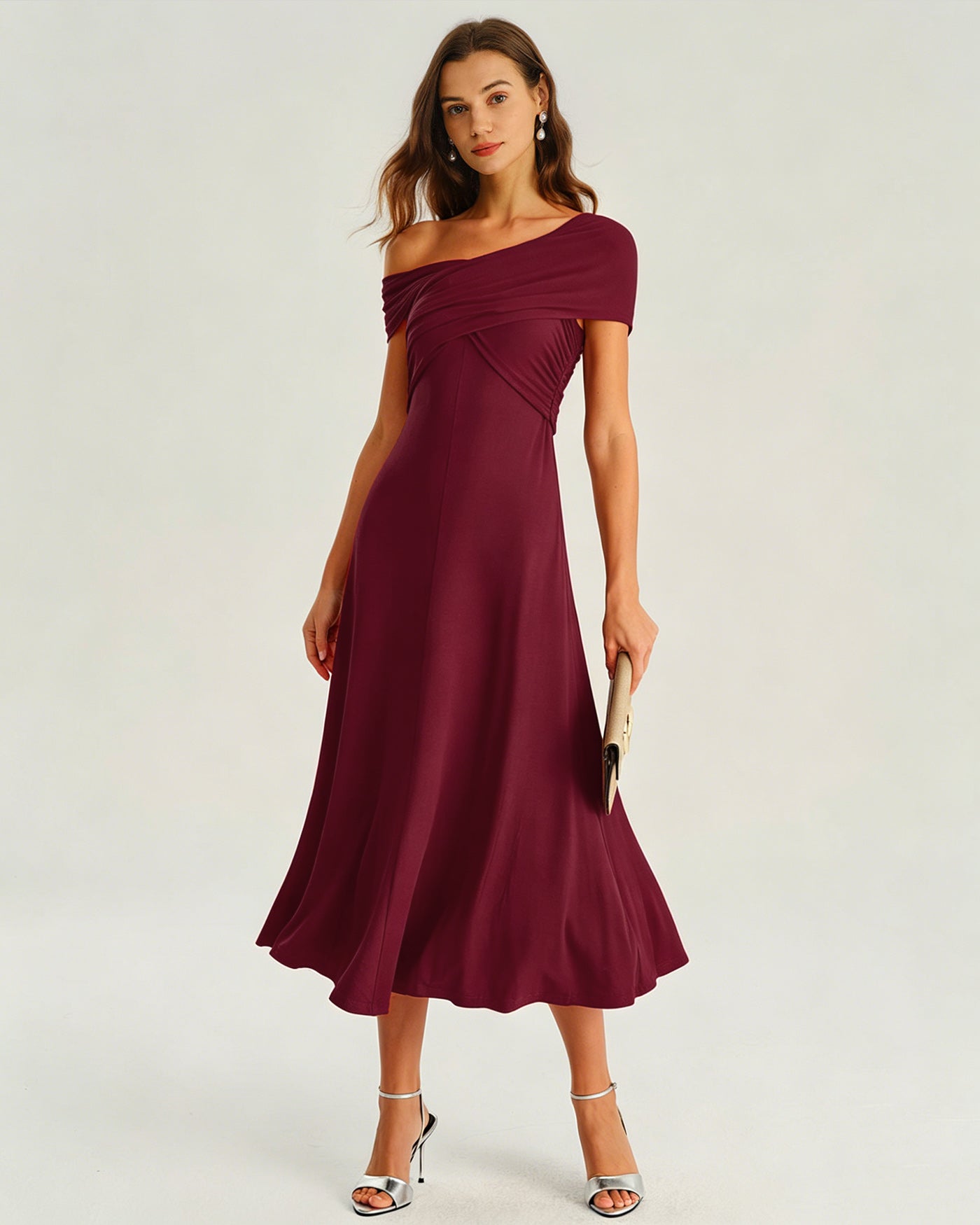 Women's Knitted Polyester Midi Dress Dresses - RIHOAS