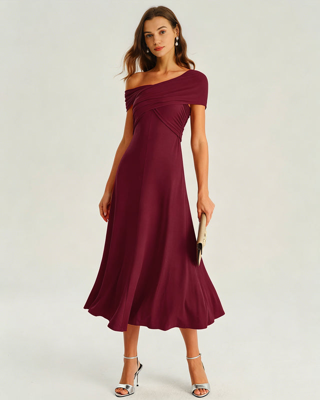Women's Knitted Polyester Midi Dress Dresses - RIHOAS