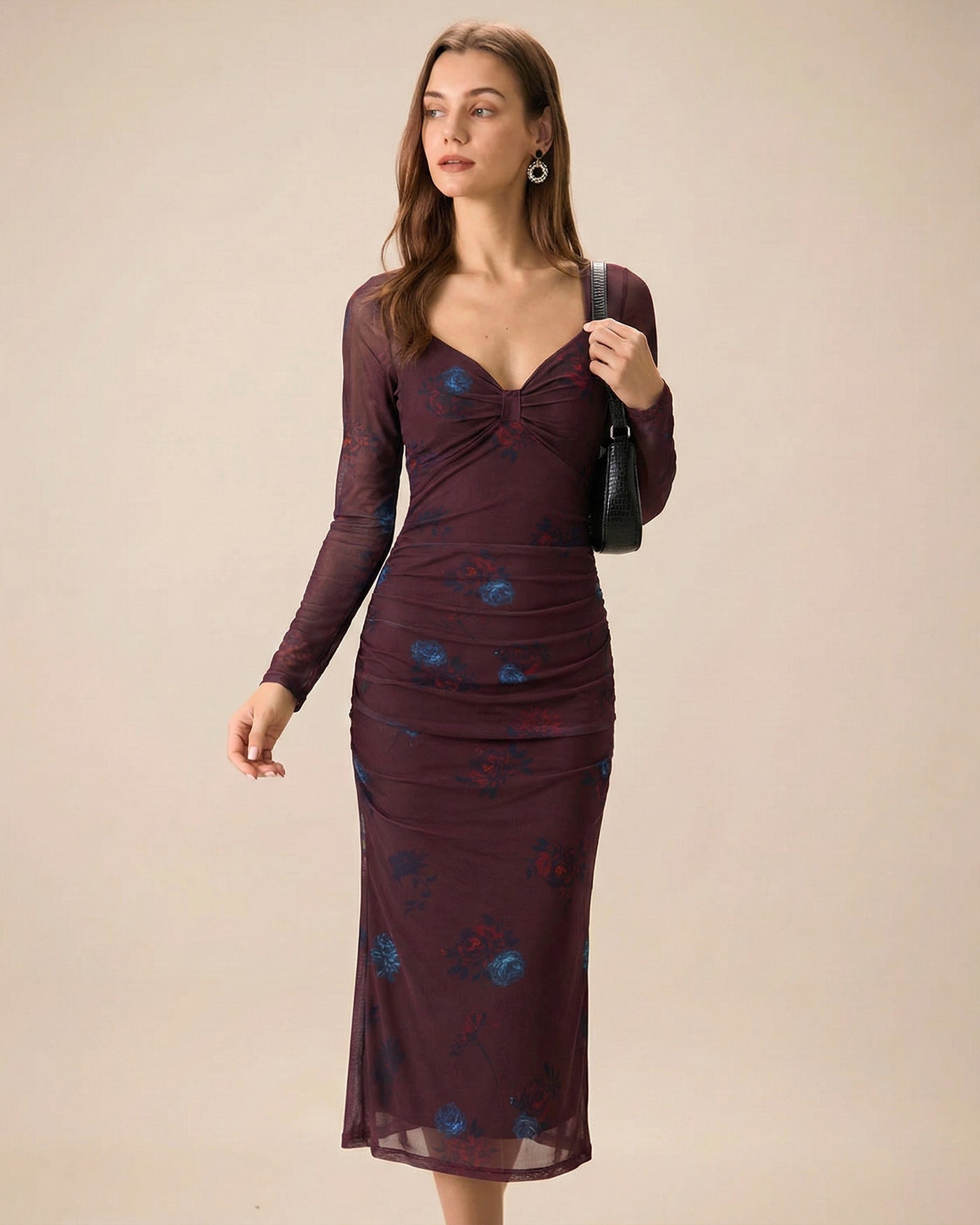 Women's Knitted Polyester Midi Dress Dresses - RIHOAS