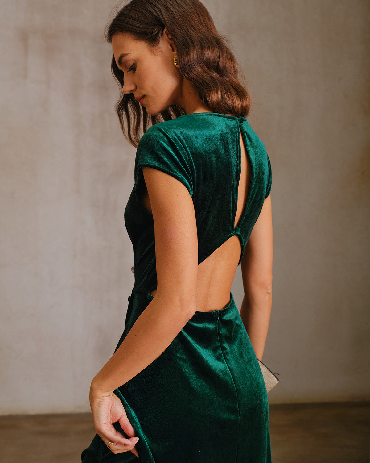 Green Velour A-Line Midi Dress & Reviews - Green - Dresses