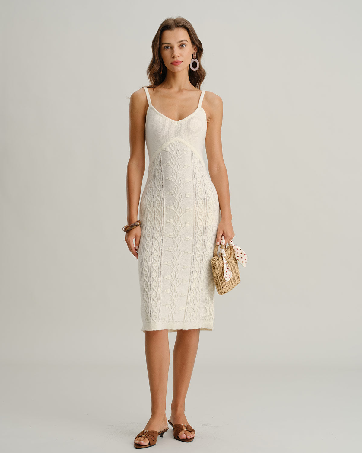 Beige Bodycon Slip Sweater Dress & Reviews - Beige - Dresses
