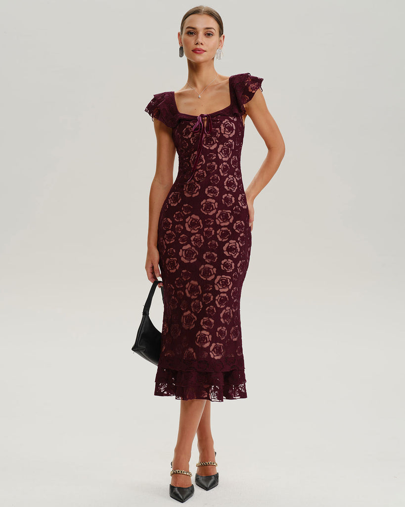 Women's Knitted Polyester Midi Dress Dresses - RIHOAS