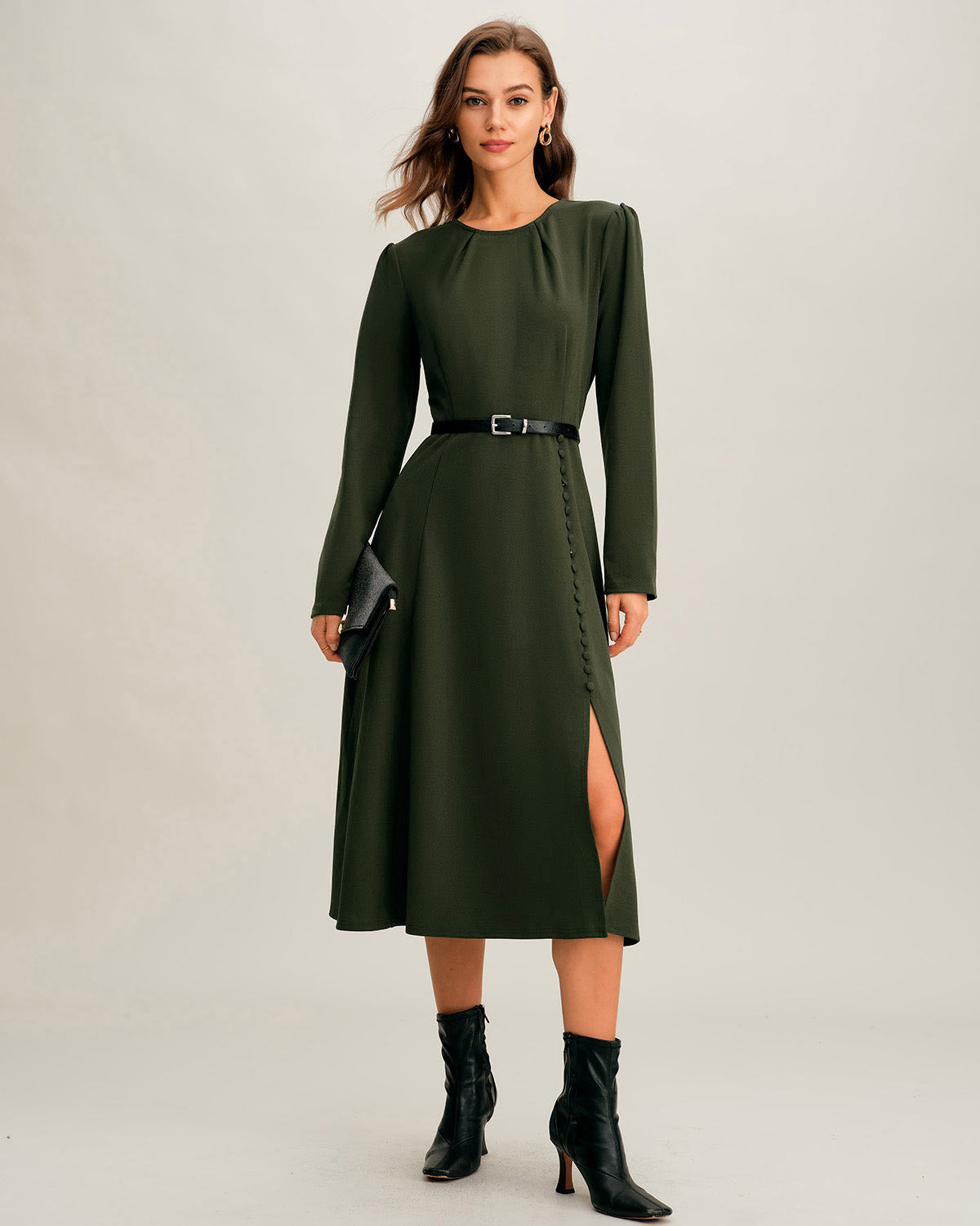Women's Knitted Polyester Midi Dress Dresses - RIHOAS