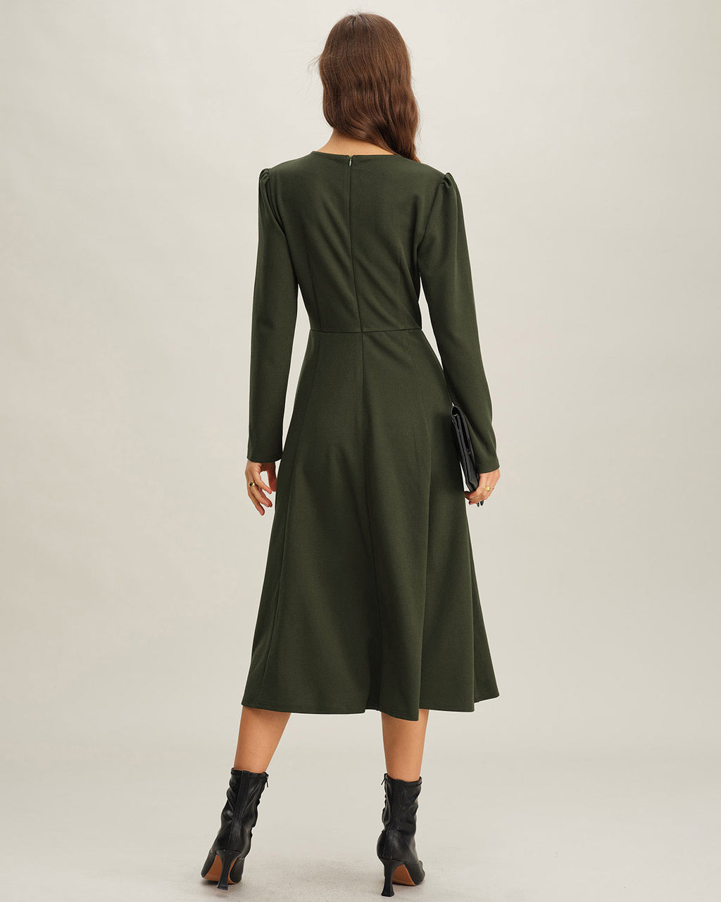 Women's Knitted Polyester Midi Dress Dresses - RIHOAS