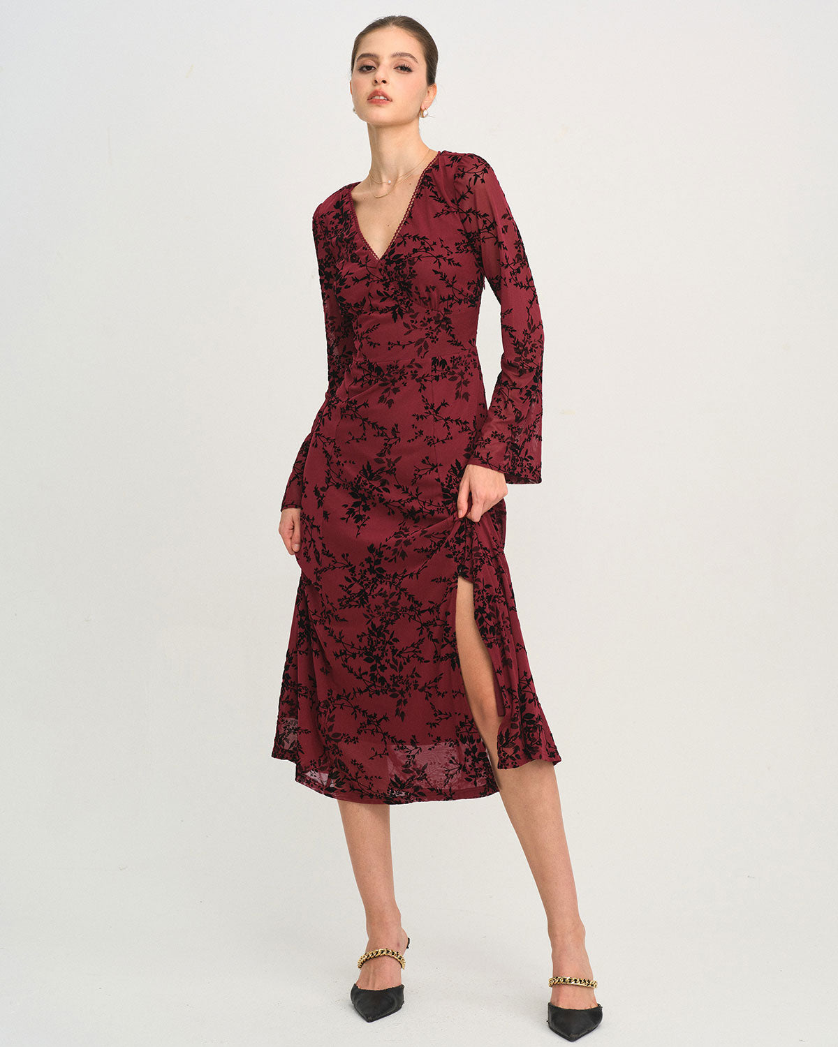 Women's Knitted Polyester Midi Dress Dresses - RIHOAS