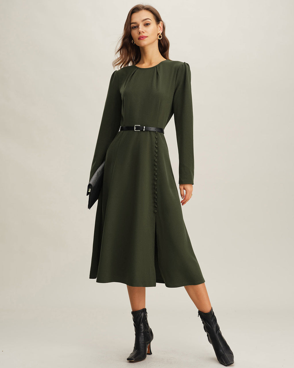 Women's Knitted Polyester Midi Dress Dresses - RIHOAS