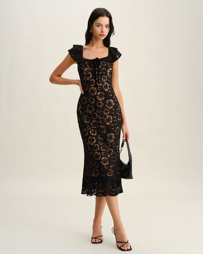 Women's Knitted Polyester Midi Dress Dresses - RIHOAS