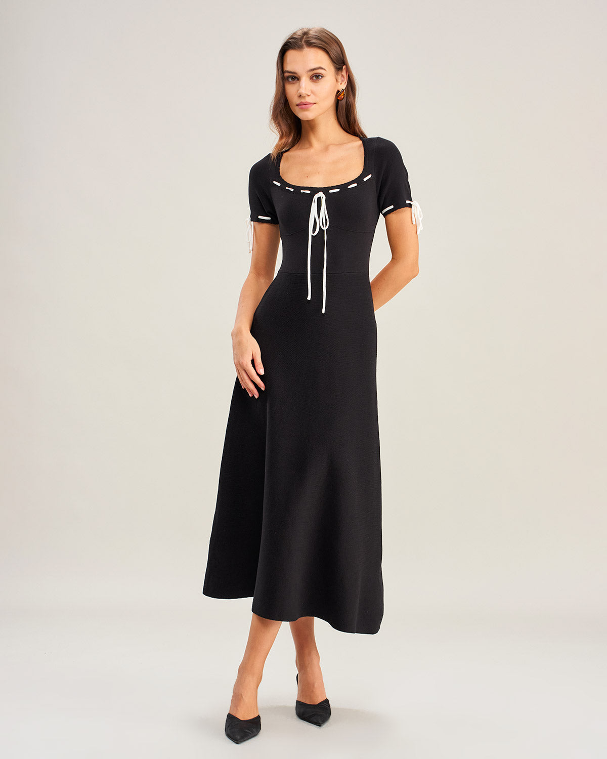 Women's Knitted Polyester Midi Dress Dresses - RIHOAS