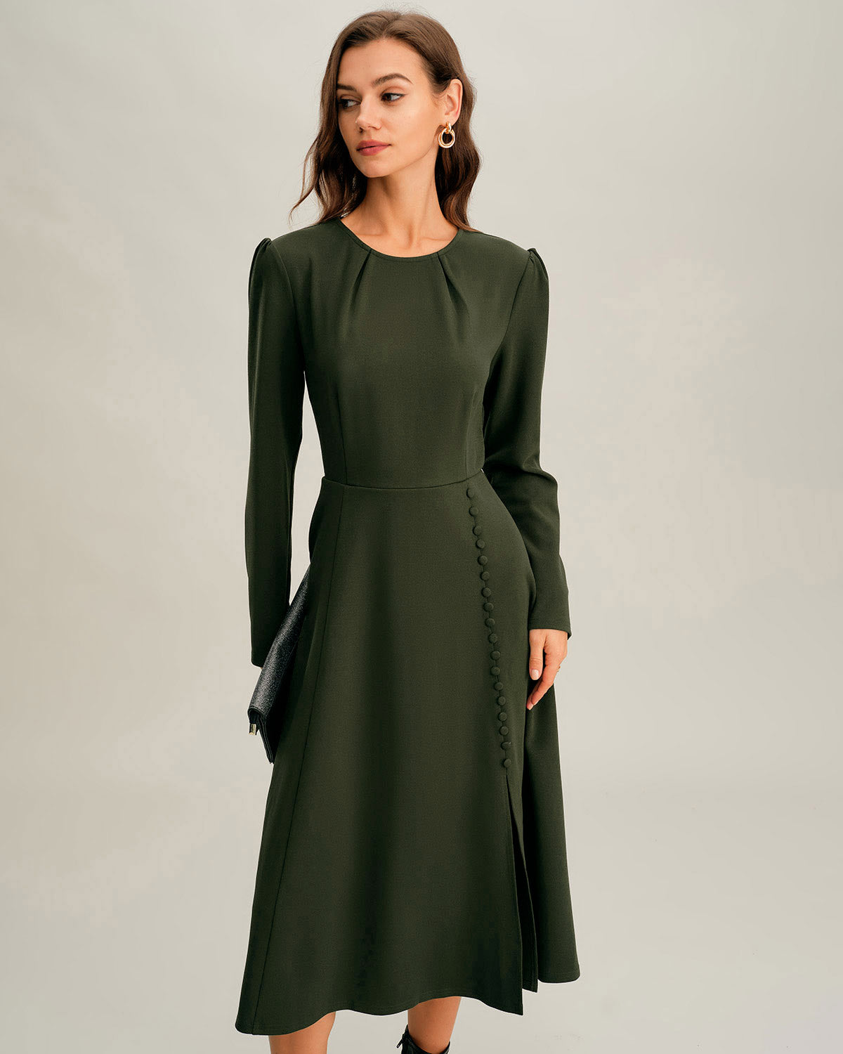 Women's Knitted Polyester Midi Dress Dresses - RIHOAS