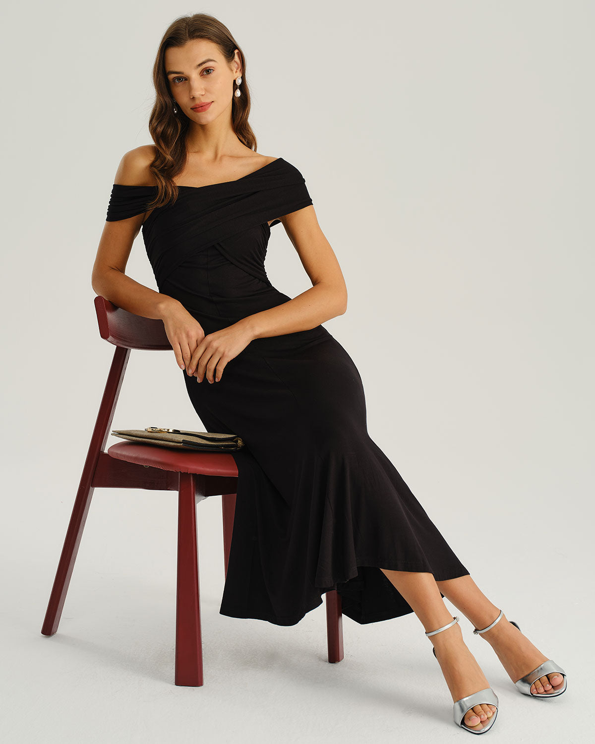 Black One Shoulder A-Line Midi Dress & Reviews - Black - Dresses | RIHOAS Black One Shoulder A-Line Midi Dress & Reviews - Black - Dresses | RIHOAS