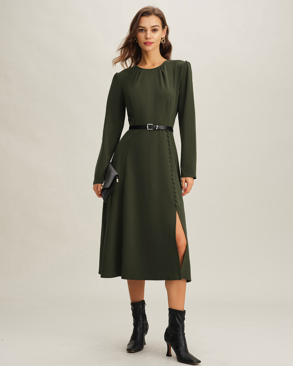 Women's Knitted Polyester Midi Dress Dresses - RIHOAS