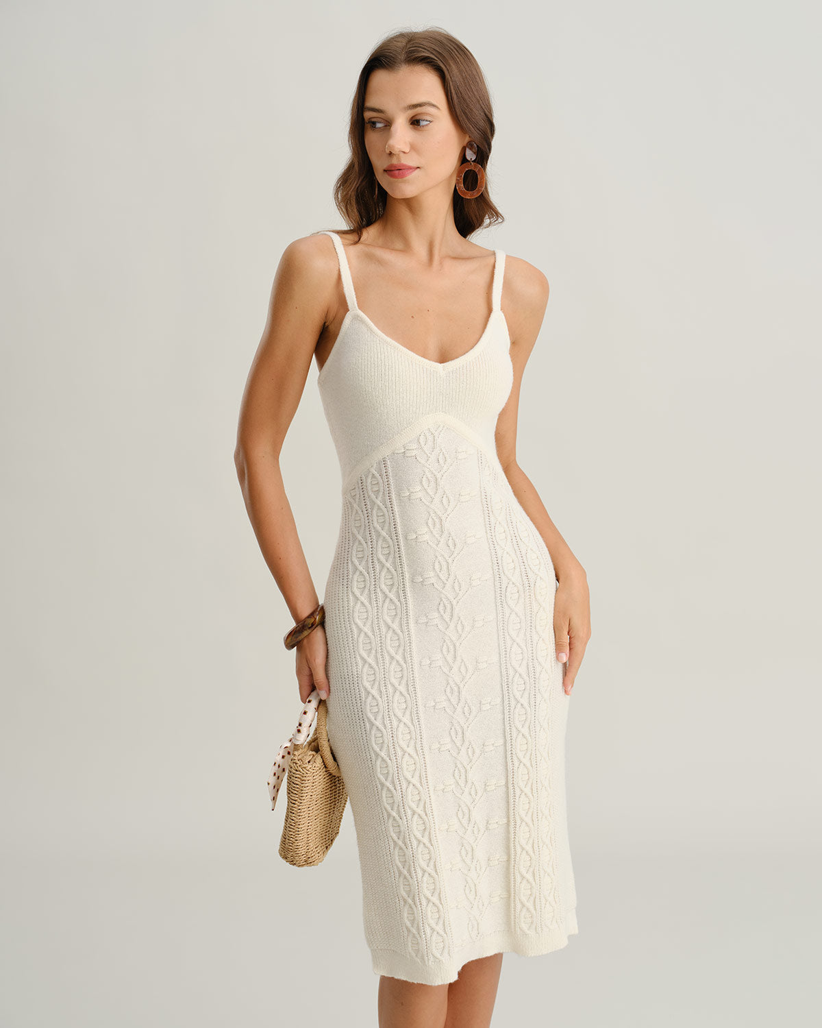 Women's Knitted Polyester Midi Dress Dresses - RIHOAS