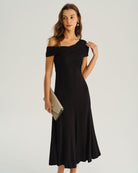 Women's Knitted Polyester Midi Dress Dresses - RIHOAS