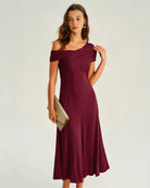 Women's Knitted Polyester Midi Dress Dresses - RIHOAS