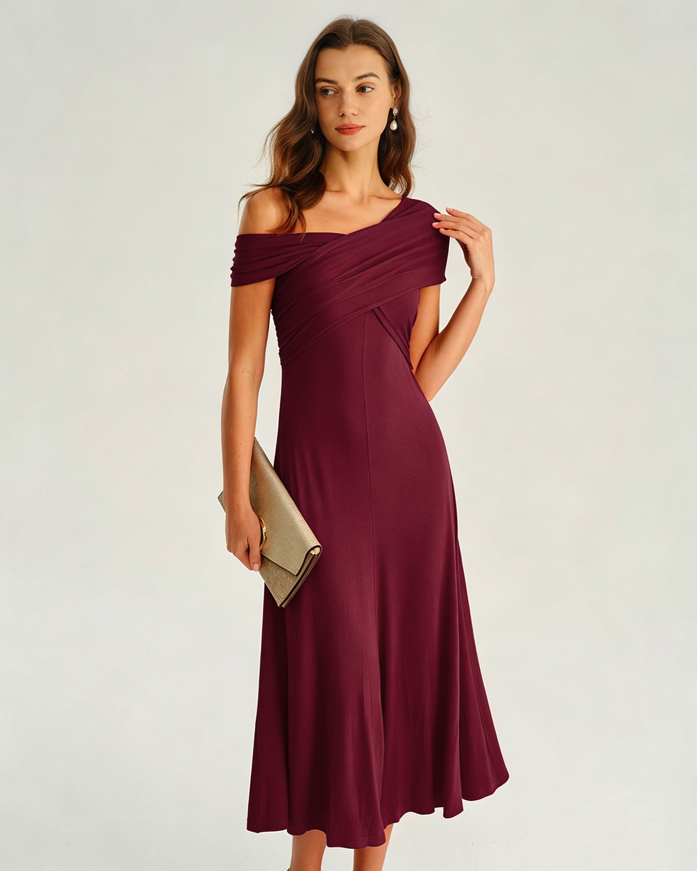 Women's Knitted Polyester Midi Dress Dresses - RIHOAS