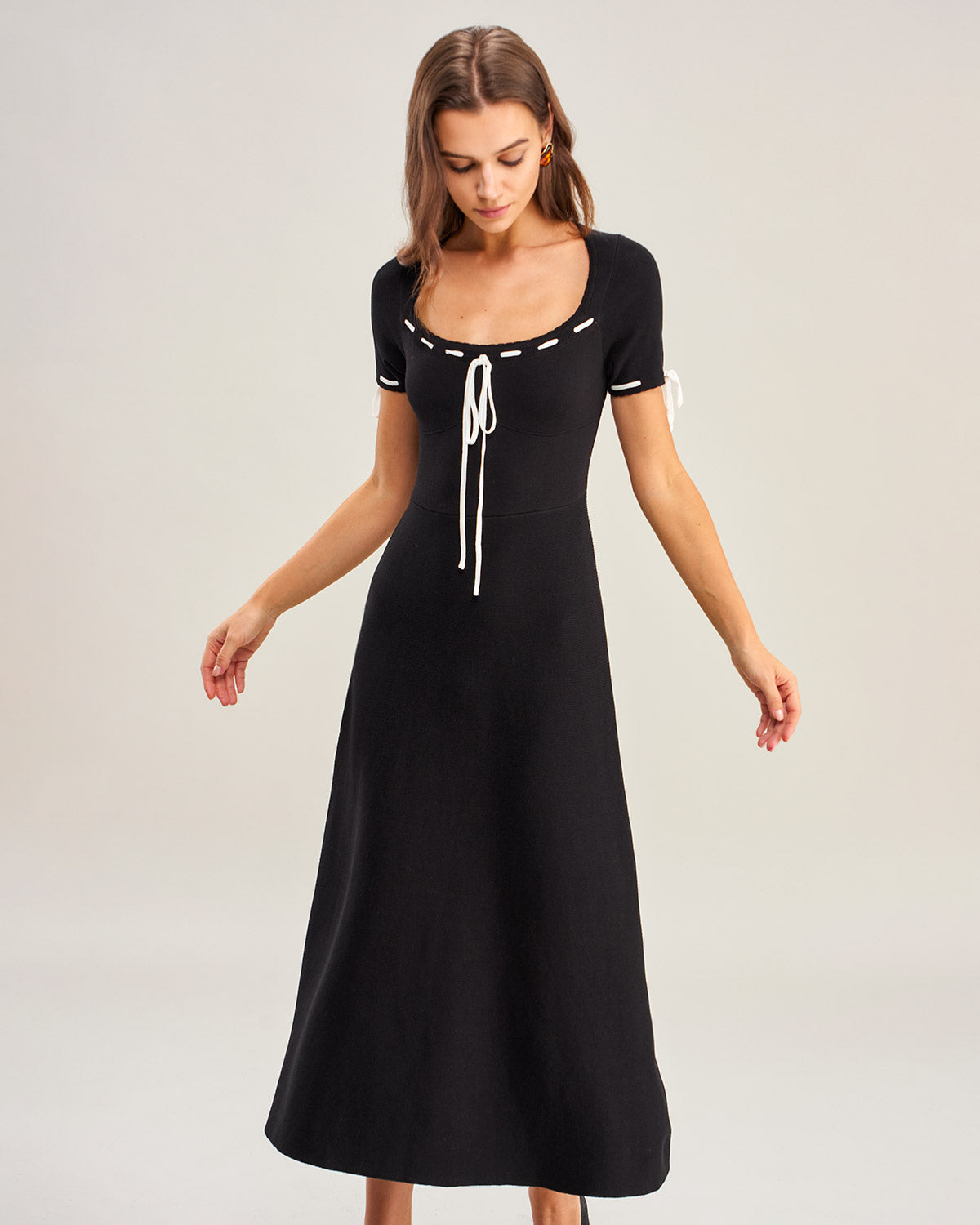 Women's Knitted Polyester Midi Dress Dresses - RIHOAS