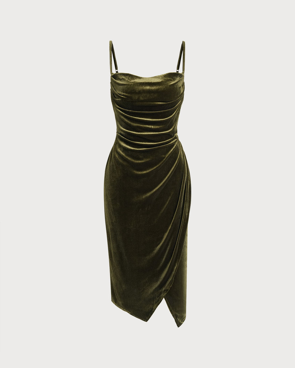Women's Knitted Polyester Midi Dress Green Dresses - RIHOAS
