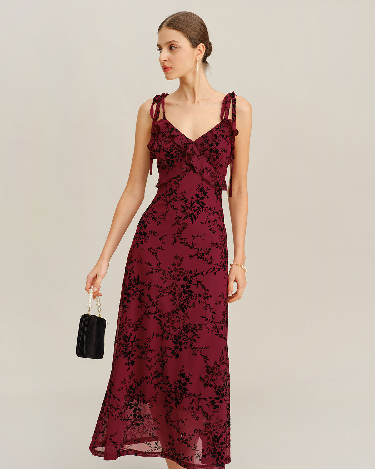 Women's Knitted Polyester Midi Dress Red Dresses - RIHOAS