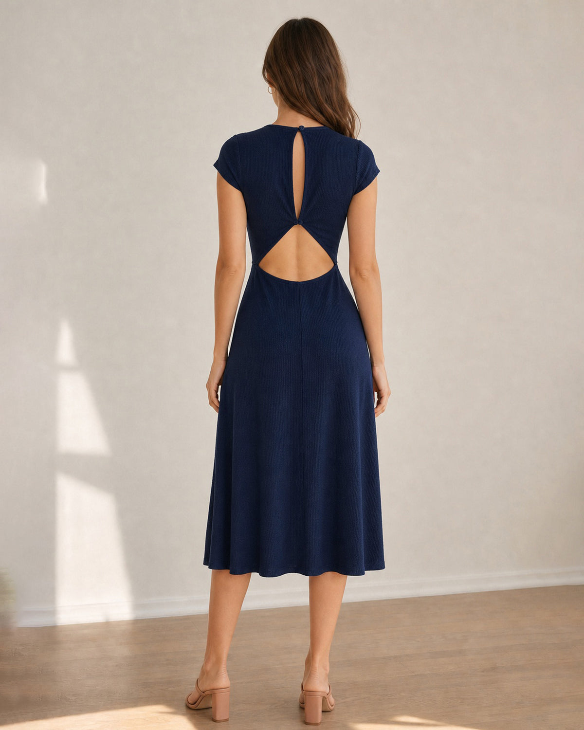 Women's Knitted Polyester Midi Dresses - RIHOAS - 02