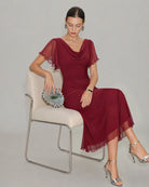 Women's Knitted Polyester Midi Dresses - RIHOAS - 10