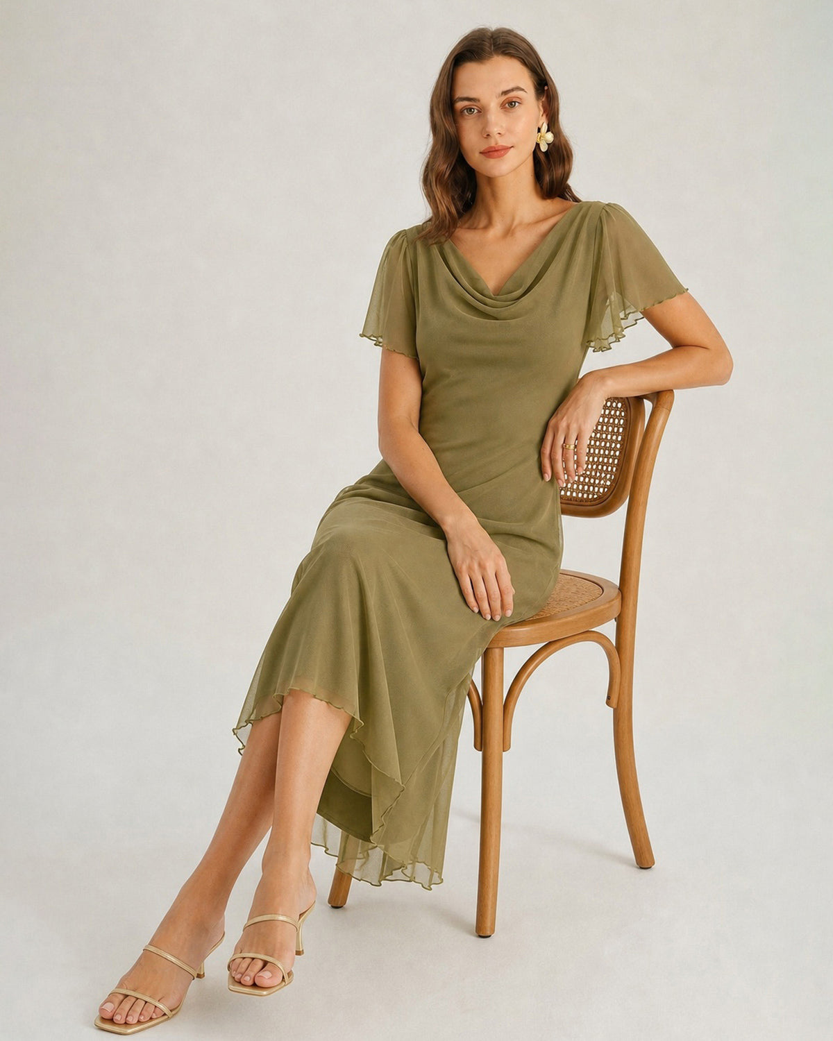 Women's Knitted Polyester Midi Dresses - RIHOAS - 15