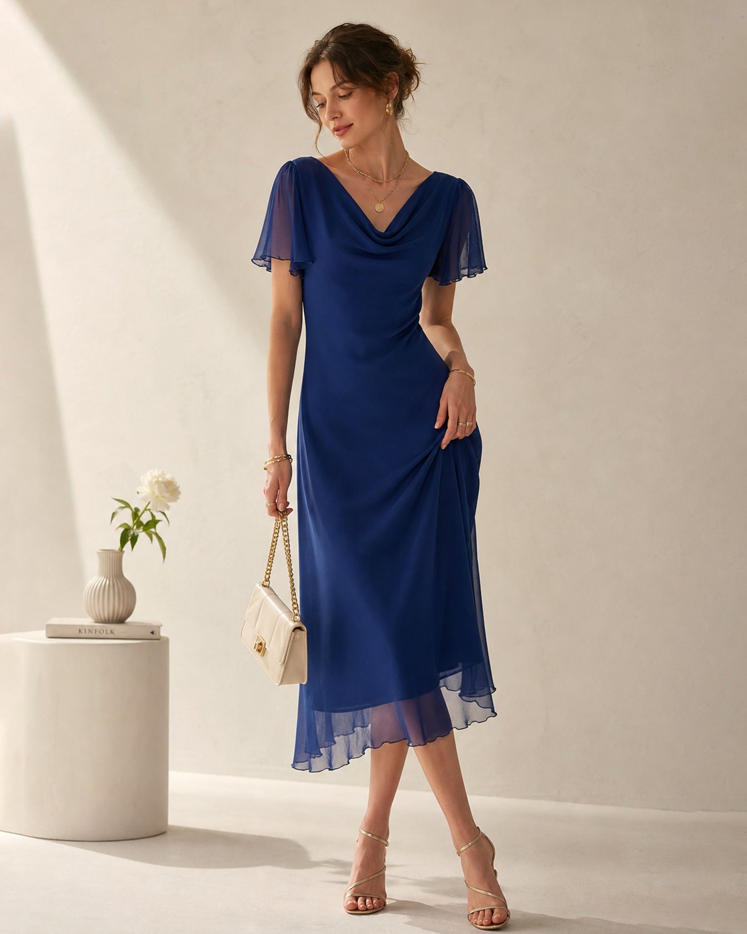 Women's Knitted Polyester Midi Dresses Dresses - RIHOAS