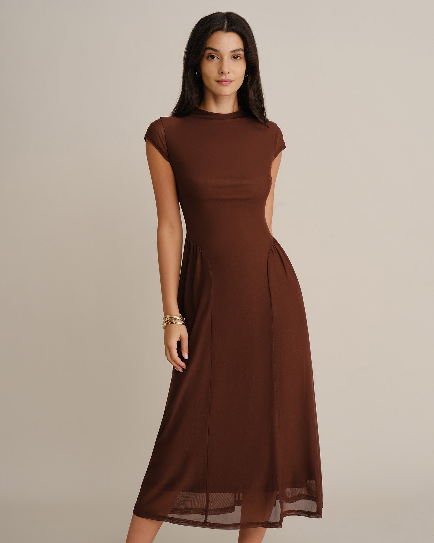 Women's Knitted Polyester Midi Dresses - RIHOAS - 02